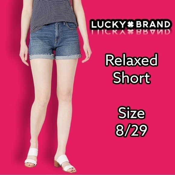 Lucky Brand Relaxed Blue Denim Short Medium Wash Size 8 / 29 - Picture 1 of 15